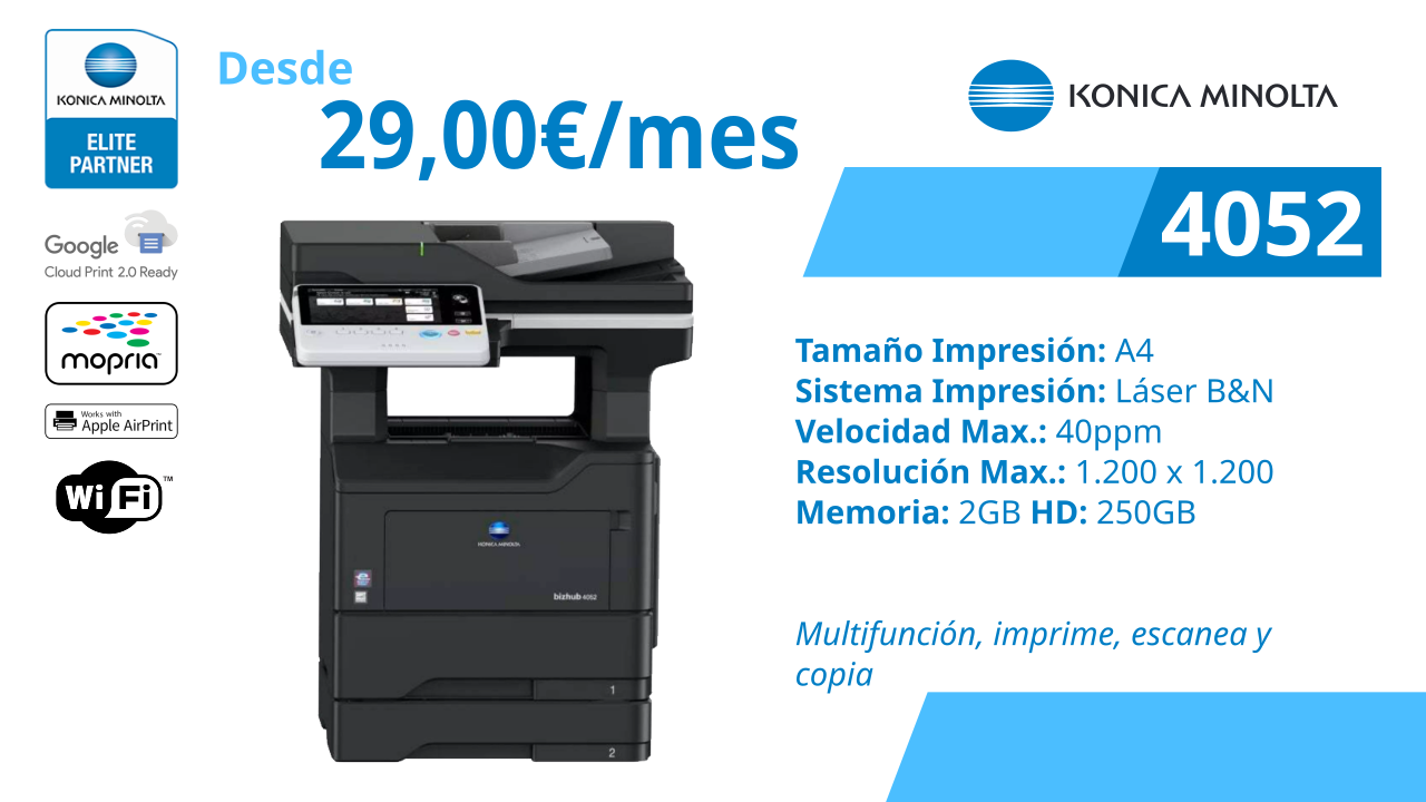 Multifunción Konica Minolta 4052 láser B&N