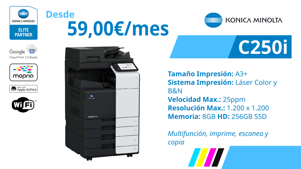 Multifunción Konica Minolta C250i láser color A3+